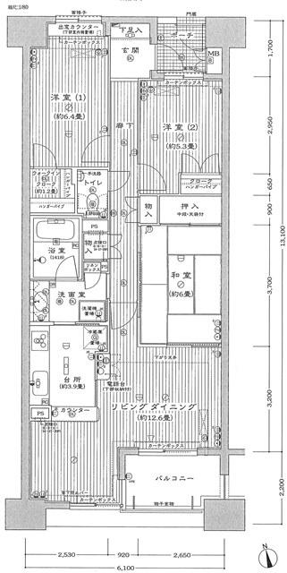 Floor plan. 3LDK, Price 20.5 million yen, Occupied area 76.91 sq m , Balcony area 6.93 sq m floor plan