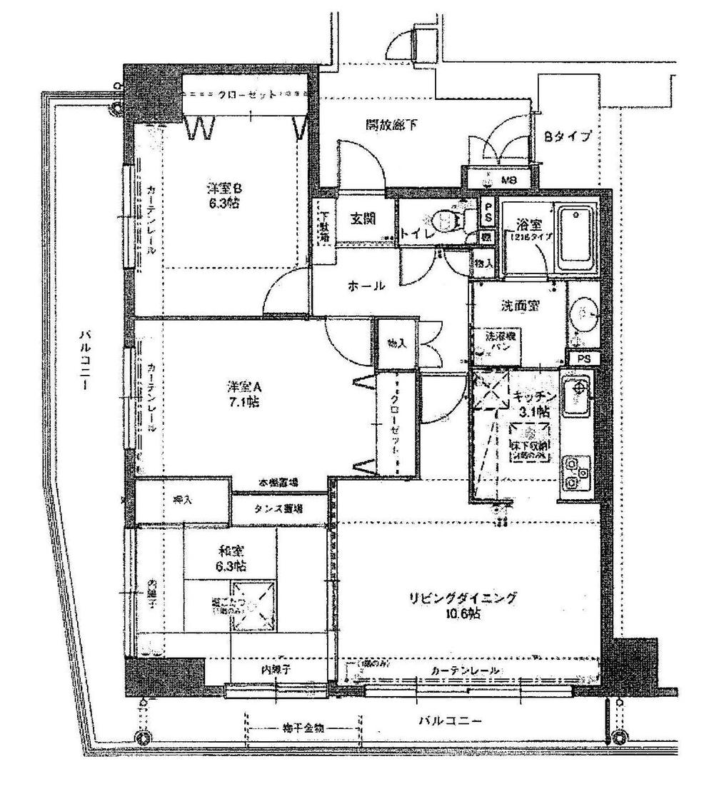 Floor plan. 3LDK, Price 18.9 million yen, Occupied area 74.65 sq m , Balcony area 22.02 sq m