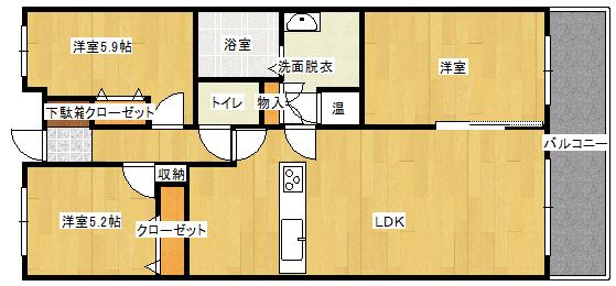 Floor plan. 3LDK, Price 19,800,000 yen, Occupied area 79.56 sq m , Balcony area 11.24 sq m