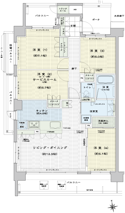Floor: 3LDK + S + TR, the occupied area: 86.87 sq m, Price: 34.3 million yen