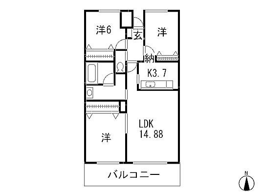 Floor plan. 3LDK, Price 28.5 million yen, Occupied area 78.81 sq m , Balcony area 11.39 sq m