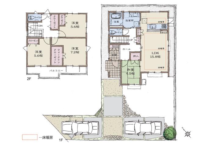Floor plan. (No.9), Price 32,900,000 yen, 4LDK, Land area 180.26 sq m , Building area 106.5 sq m