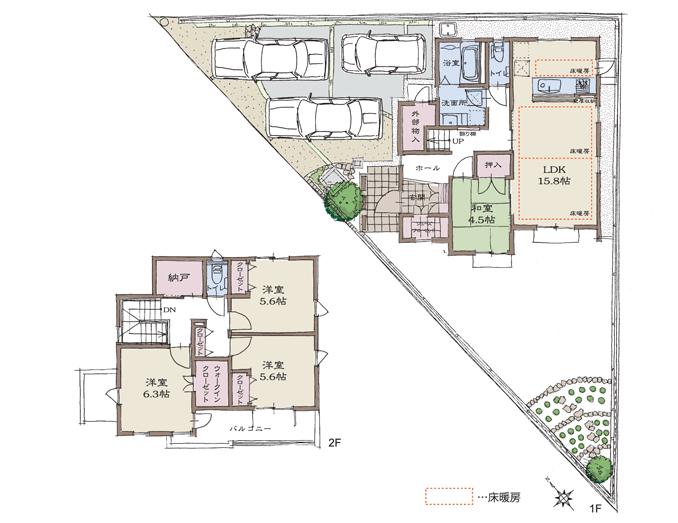 Floor plan. (No.14), Price 33,900,000 yen, 4LDK, Land area 191.07 sq m , Building area 108.5 sq m