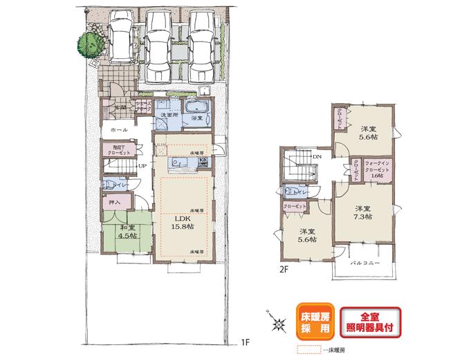 Floor plan. (No.4), Price 36.5 million yen, 4LDK, Land area 170.19 sq m , Building area 107.75 sq m