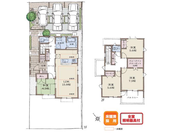 Floor plan. (No.5), Price 36.5 million yen, 4LDK, Land area 169.9 sq m , Building area 107.01 sq m