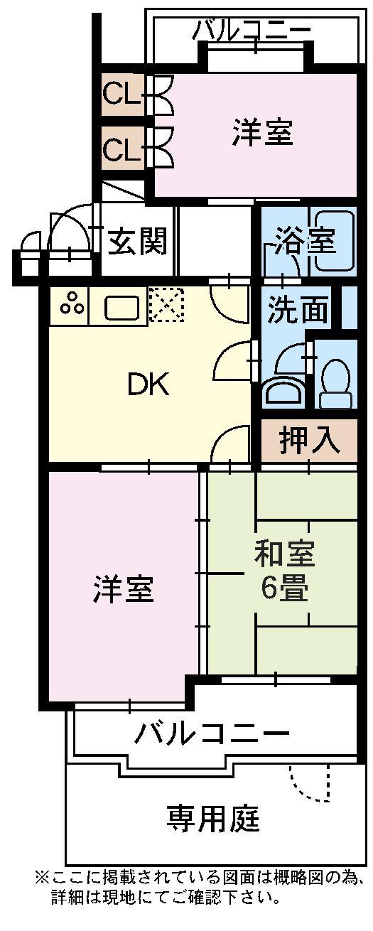 Floor plan. 3DK, Price 6.5 million yen, Footprint 56.6 sq m , Balcony area 10.8 sq m