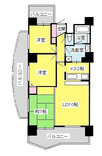 Floor plan. 3LDK, Price 12.5 million yen, Footprint 67.2 sq m , Balcony area 26.63 sq m
