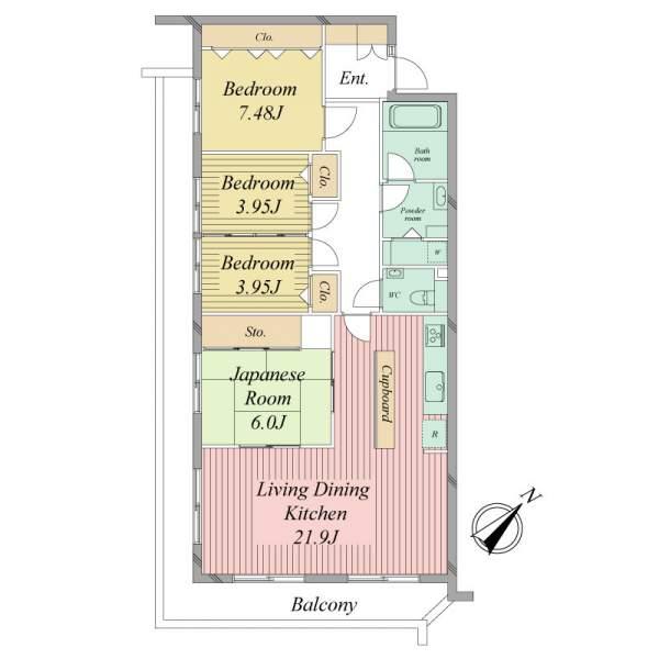 Floor plan. 4LDK, Price 38 million yen, The area occupied 100.3 sq m , Balcony area 27.61 sq m