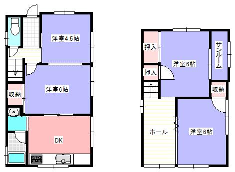 Floor plan. 8.6 million yen, 4DK, Land area 55.52 sq m , It is a building area of ​​58.43 sq m Floor. Cross renovated