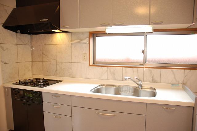 Kitchen. Glass top stove new kitchen