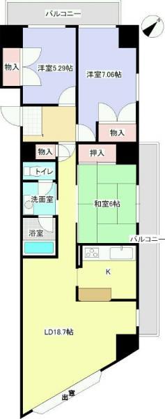 Floor plan. 3LDK, Price 8 million yen, Occupied area 83.22 sq m , Balcony area 15.12 sq m