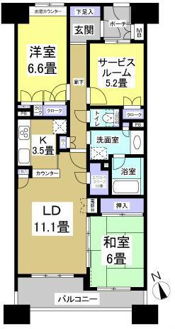 Floor plan. 2LDK+S, Price 19,800,000 yen, Occupied area 77.03 sq m
