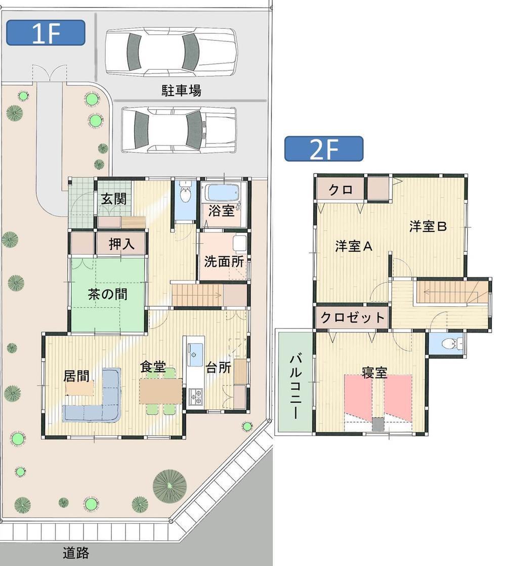 Other building plan example. Plan example of No. 1 area (southeast contact road). Parking is allowed two. 50 square meters or more of the site.