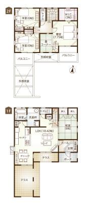 Floor plan. 41,900,000 yen, 4LDK + S (storeroom), Land area 228.82 sq m , Building area 118.43 sq m mom eyes. Easy-to-use floor plans with an awareness of housework flow line. 