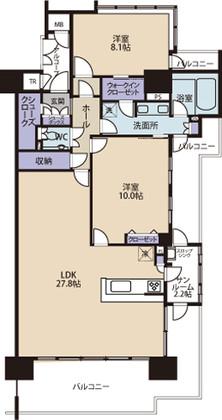 Floor plan. 2LDK, Price 29,800,000 yen, Footprint 108.02 sq m , Balcony area 28.98 sq m