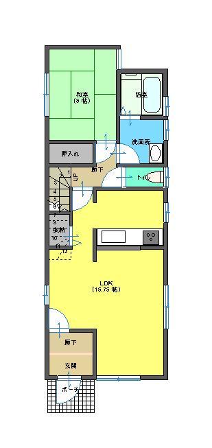 Floor plan. 19,800,000 yen, 4LDK, Land area 149 sq m , Building area 105.58 sq m face-to-face kitchen