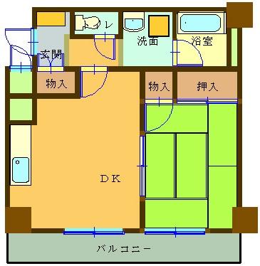 Floor plan. 1DK, Price 2.2 million yen, Occupied area 41.52 sq m , Balcony area 7.8 sq m