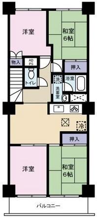 Floor plan. 4LDK, Price 4.3 million yen, Occupied area 70.55 sq m , Balcony area 13.2 sq m