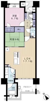 Floor plan. 2LDK, Price 18.5 million yen, Footprint 67.2 sq m , Balcony area 9.03 sq m