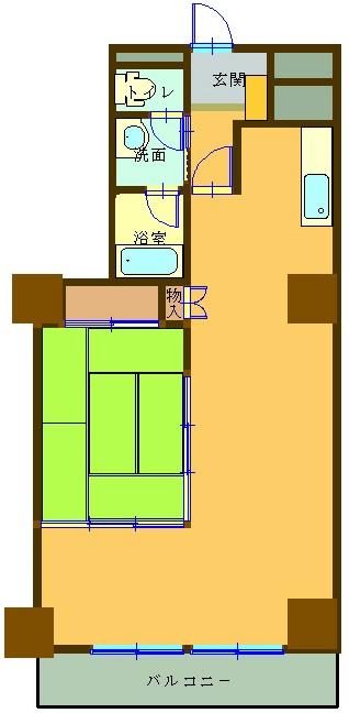 Floor plan. 1LDK, Price 4.5 million yen, Occupied area 52.56 sq m , Balcony area 7.56 sq m