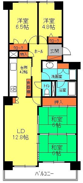 Floor plan. 4LDK, Price 16 million yen, Occupied area 88.64 sq m , Balcony area 17.73 sq m