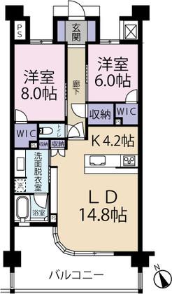 Floor plan. 2LDK, Price 18.9 million yen, Occupied area 80.18 sq m , Balcony area 26.84 sq m