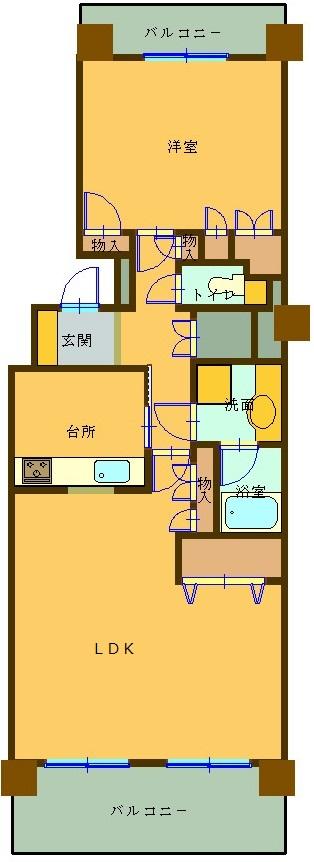 Floor plan. 1LDK, Price 10 million yen, Occupied area 66.37 sq m , Balcony area 9.72 sq m