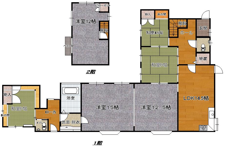 Floor plan. 25 million yen, 6LDK, Land area 343.35 sq m , Building area 146.55 sq m spacious 6LDK!