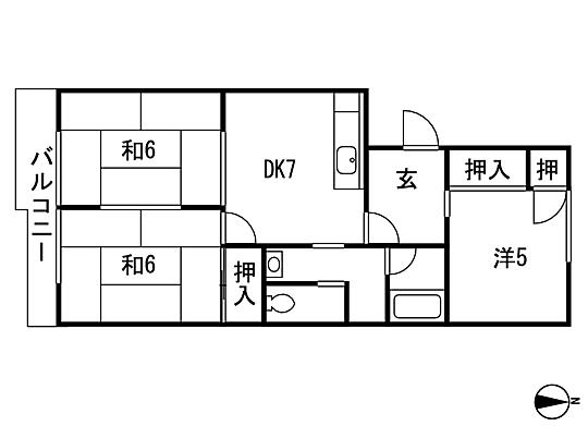 Floor plan. 3LDK, Price $ 40,000, Occupied area 54.94 sq m , Balcony area 6.27 sq m floor plan