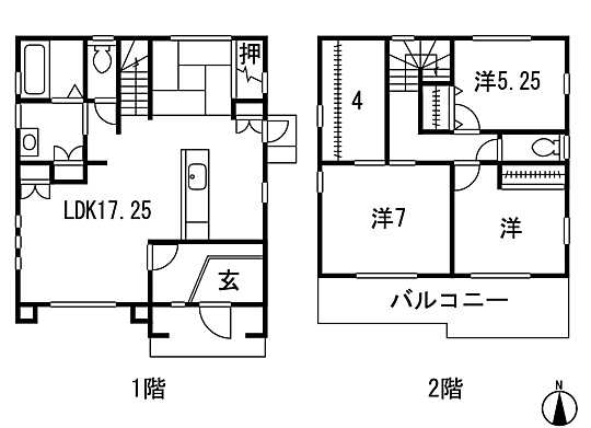 Floor plan. 33,500,000 yen, 4LDK, Land area 189.05 sq m , Building area 99.38 sq m LDK and the Japanese-style lead spacious design. The second floor is 3 rooms + spacious WIC is attractive. 