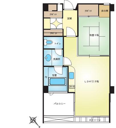 Floor plan. 1LDK, Price 4.8 million yen, Occupied area 53.72 sq m , Balcony area 5.66 sq m