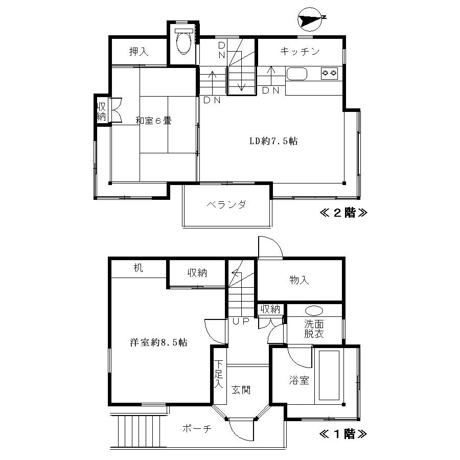 Floor plan. 12.5 million yen, 2LDK, Land area 332 sq m , Building area 67.67 sq m