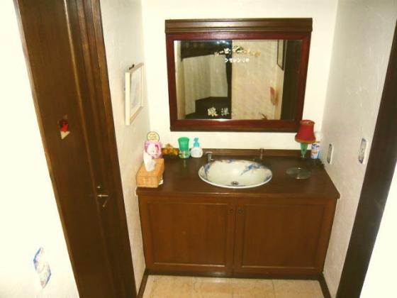 Wash basin, toilet. Interior