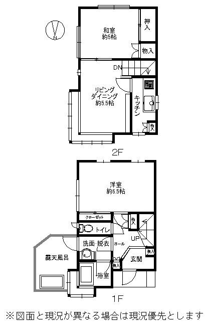 Floor plan. 10 million yen, 2DK, Land area 393 sq m , Building area 58.74 sq m