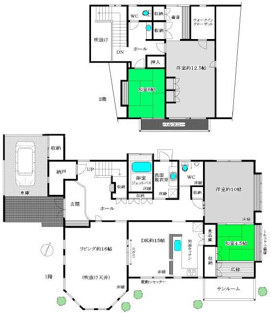 Floor plan. 59 million yen, 4LDK + 2S (storeroom), Land area 2,074 sq m , Building area 184.24 sq m floor plan