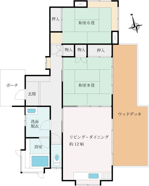 Floor plan. 12 million yen, 2LDK, Land area 730 sq m , Building area 69.56 sq m