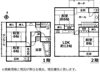 Floor plan. 8.8 million yen, 4LDK, Land area 376 sq m , Building area 132.19 sq m