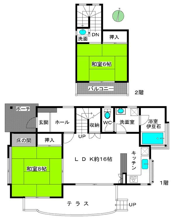 Floor plan. 9.8 million yen, 2LDK, Land area 269 sq m , Building area 72.84 sq m