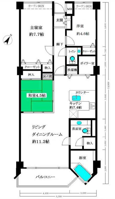 Floor plan. 3LDK, Price 10.8 million yen, Occupied area 84.97 sq m , Balcony area 6.58 sq m
