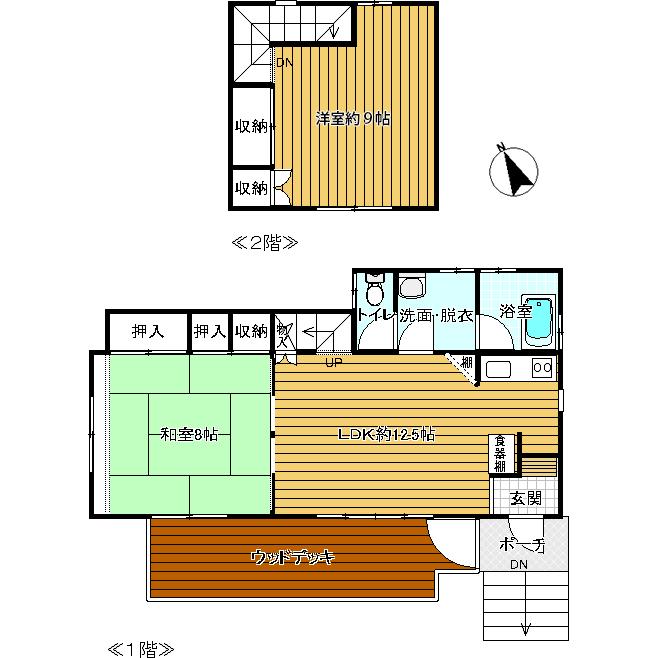 Floor plan. 9.5 million yen, 2LDK, Land area 300 sq m , Building area 70.38 sq m