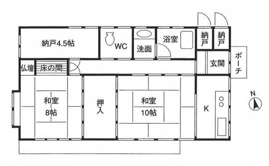 Floor plan. 15.5 million yen, 2K + S (storeroom), Land area 217.81 sq m , Building area 78.9 sq m