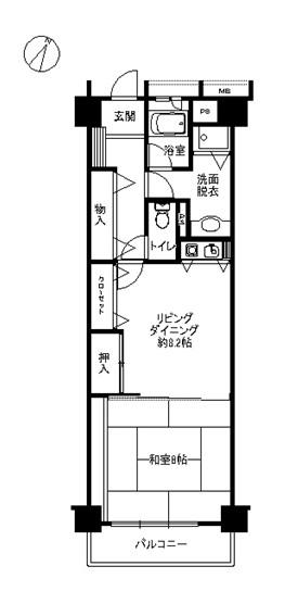 Floor plan. 1DK, Price 5.8 million yen, Occupied area 52.83 sq m , Balcony area 4.68 sq m