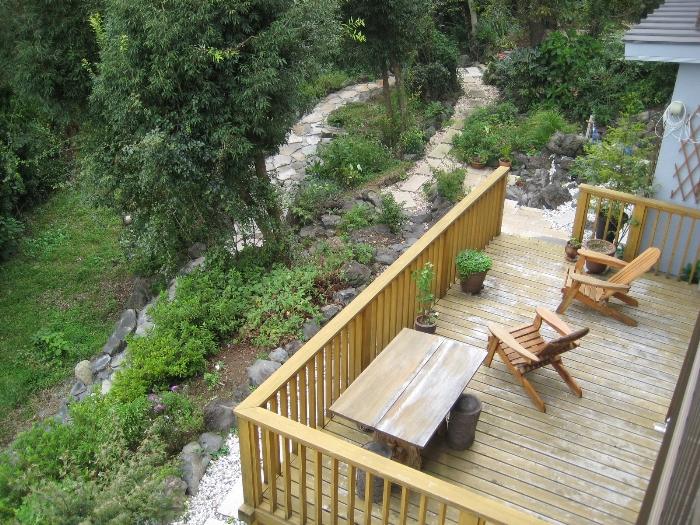 Balcony. There is a large garden