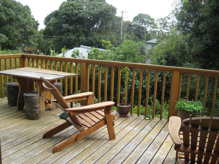 Balcony. Wide wood deck