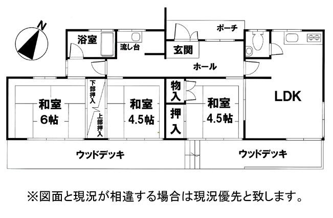 Floor plan. 16,900,000 yen, 3LDK, Land area 496 sq m , Building area 78.7 sq m