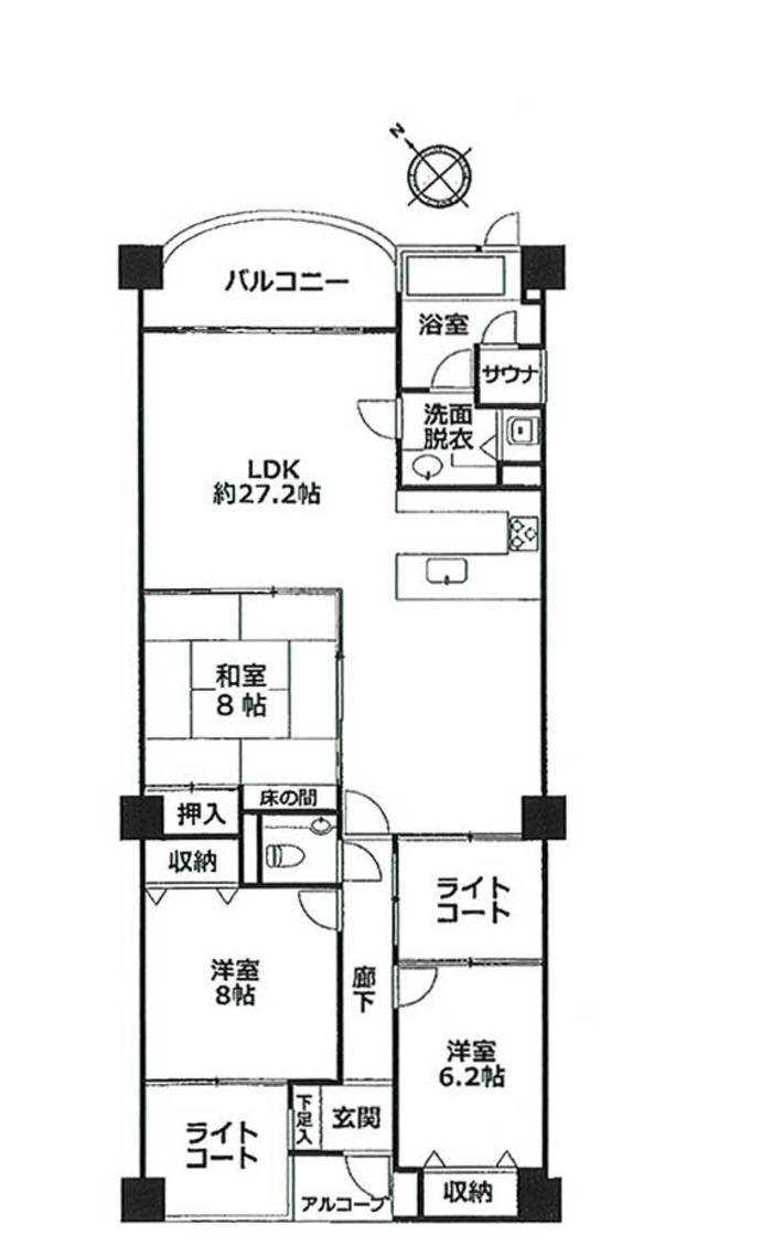 Floor plan. 3LDK, Price 8.8 million yen, Footprint 107.65 sq m , Balcony area 8.2 sq m