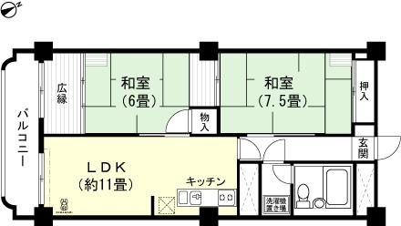 Floor plan. 2LDK, Price 1.98 million yen, Footprint 58.4 sq m , Balcony area 6.93 sq m 1LDK type