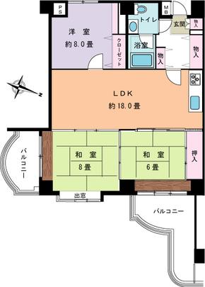 Floor plan. 3LDK, Price 12 million yen, Occupied area 78.76 sq m , Balcony area 14.96 sq m