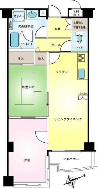 Floor plan. 2LDK, Price 6.8 million yen, Occupied area 58.91 sq m , Balcony area 3.55 sq m