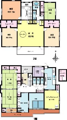 Floor plan. 53,500,000 yen, 7LDK + S (storeroom), Land area 2,325 sq m , Building area 269.04 sq m